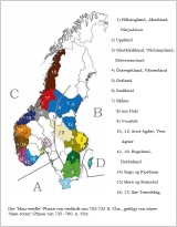 Landkarte mit den Regionen A, B, C