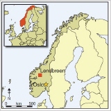 Karte des Fundortes der Lendbreen Turnika in Norwegen
