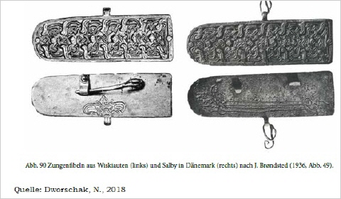 zwei verschiedene zungenförmige Fibel die sich sehr ähnlich sehen als Fibel verwendet